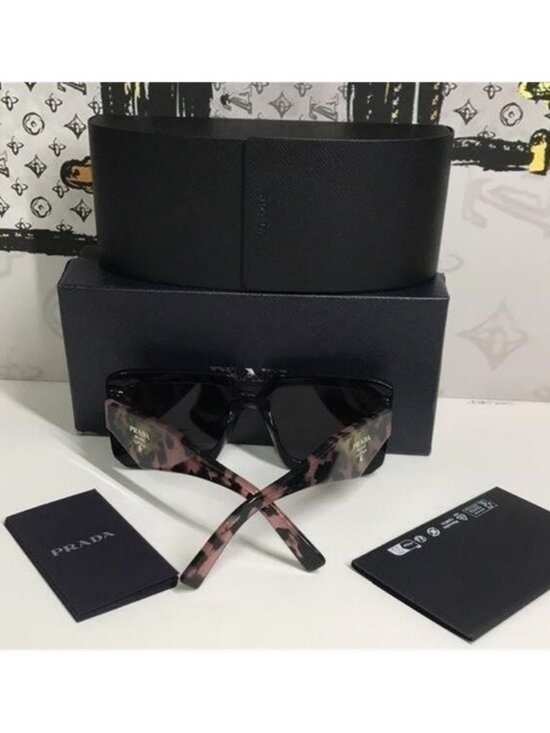 New Authentic Prada SPR23Y Symbole Square Sunglasses – Black & Pink main image 7